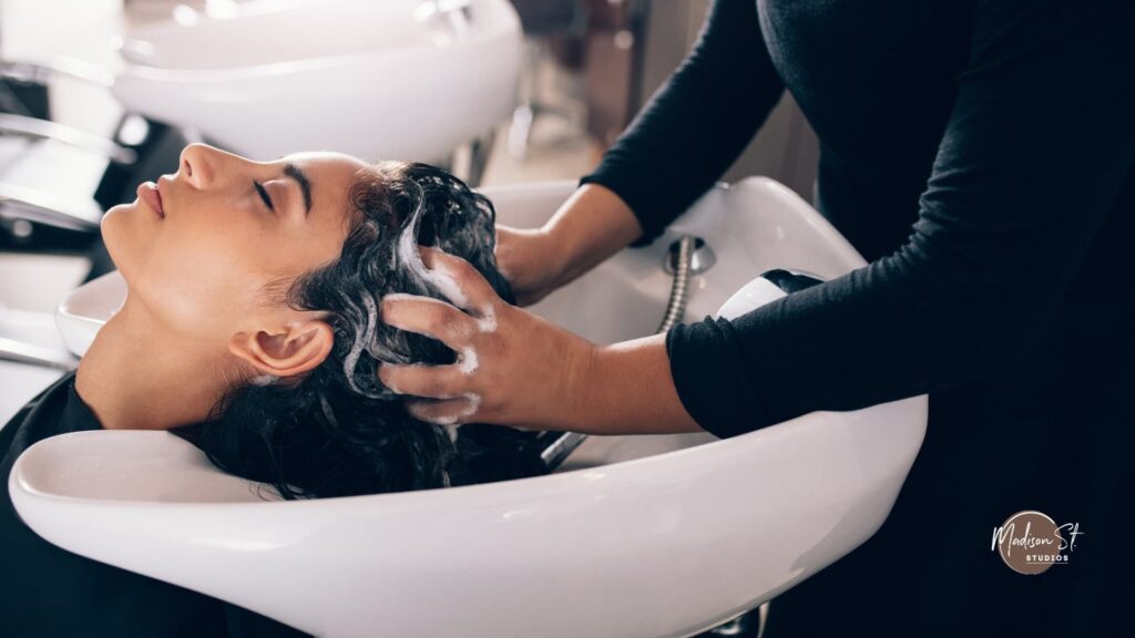 Person getting their hair washed